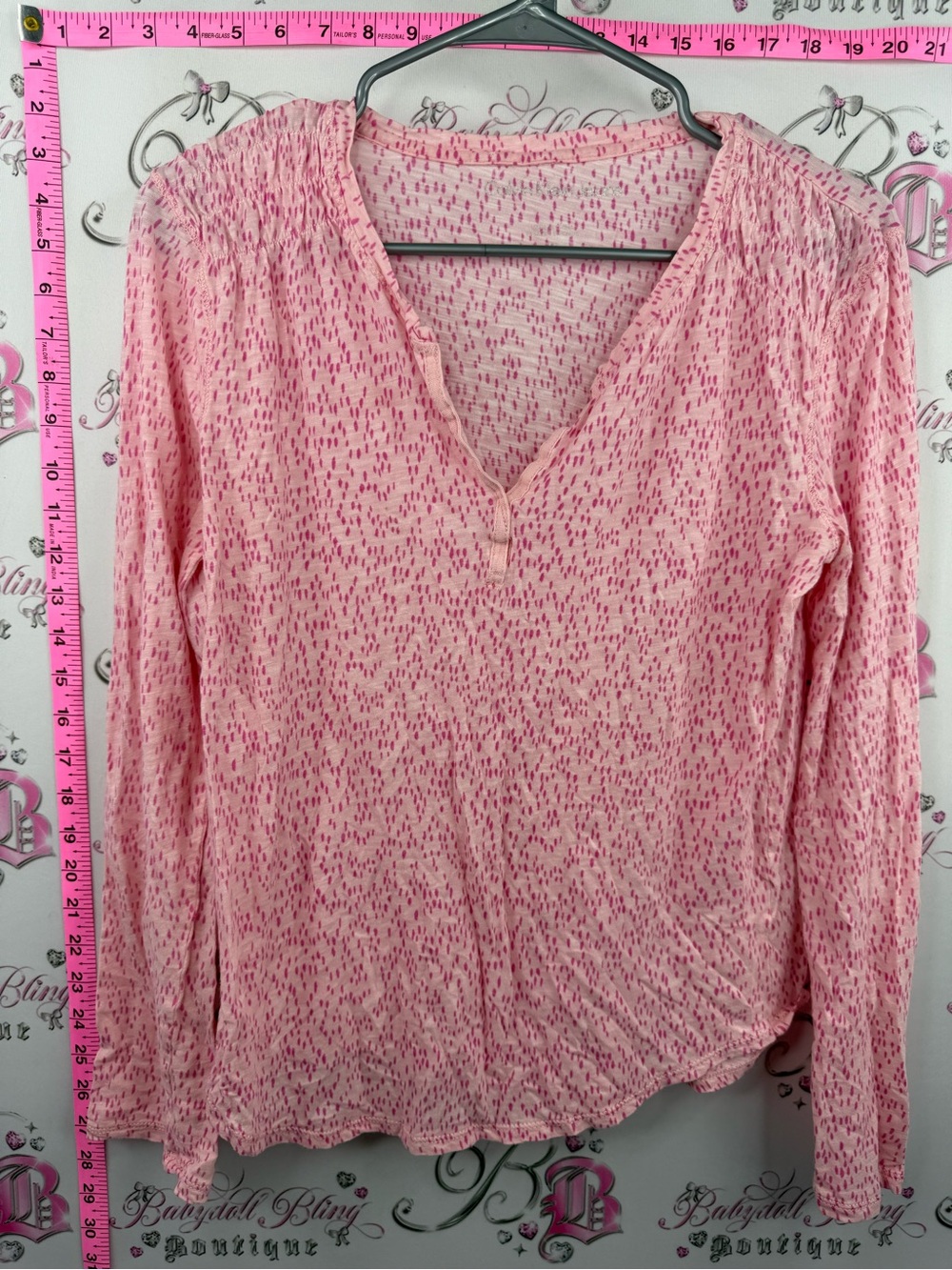 Shirt long sleeve Light Pink Patterned V-Neck Long Sleeve Top